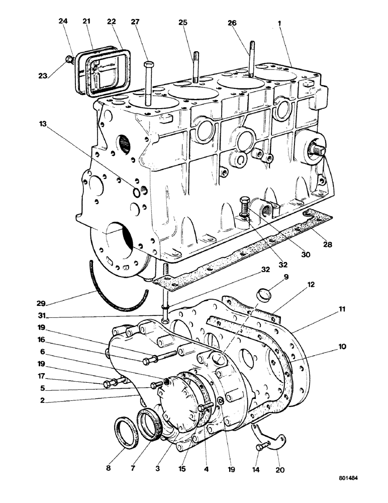 Схема запчастей Case 580G - (22) - ENGINE - CYLINDER BLOCK, GASKETS AND COVERS (10) - ENGINE