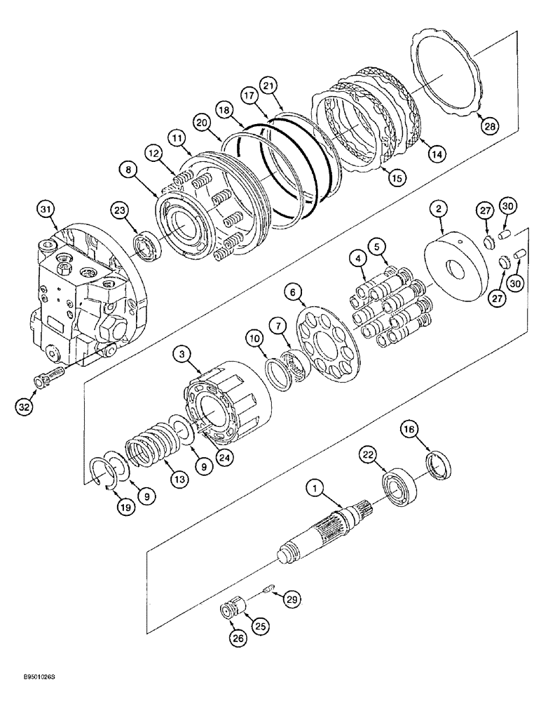 Схема запчастей Case 9020B - (6-003) - TRACK DRIVE ASSEMBLY, MOTOR ASSEMBLY - PRIOR TO SN DAC0202754 (06) - POWER TRAIN