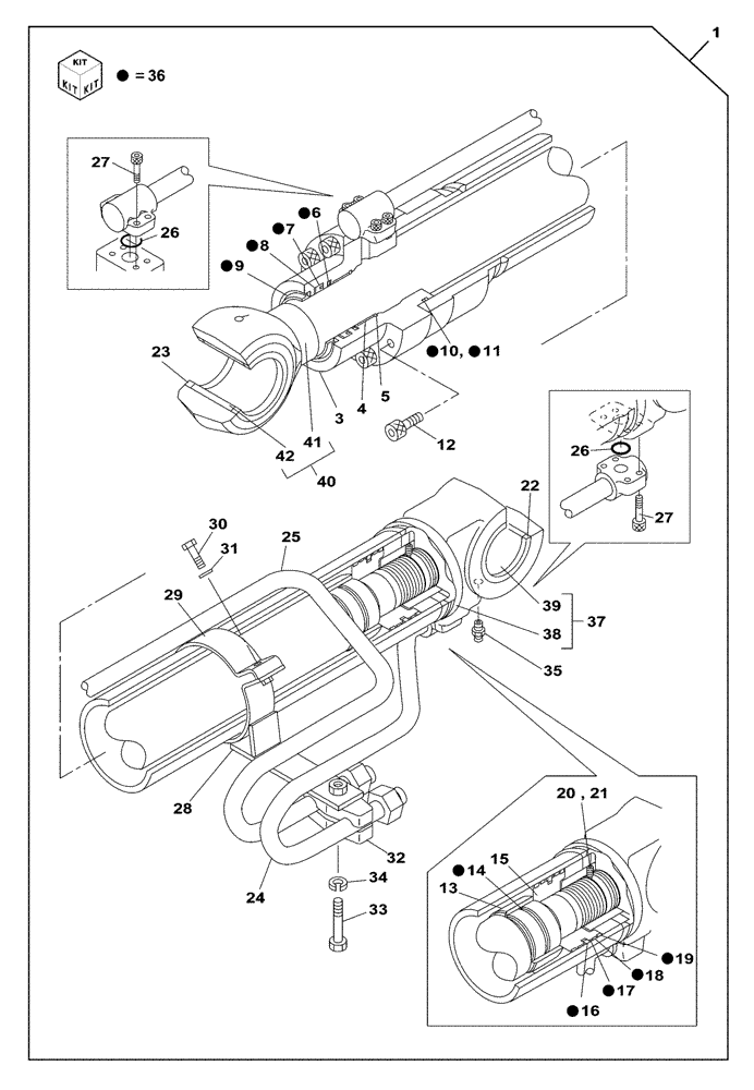 Схема запчастей Case CX300C - (08-300-00[01]) - BOOM CYLINDER - RIGHT - WITHOUT SAFETY VALVE (08) - HYDRAULICS