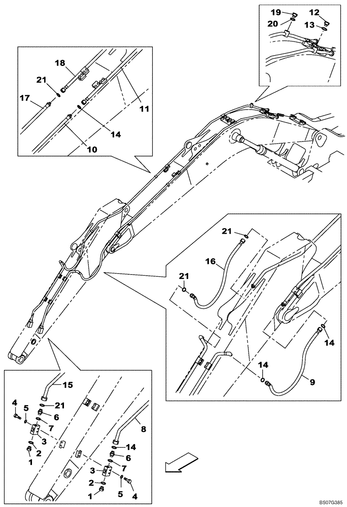 Схема запчастей Case CX160B - (08-40[03]) - HYDRAULIC LINES - ARM (2.23M) - OPTIONAL (08) - HYDRAULICS