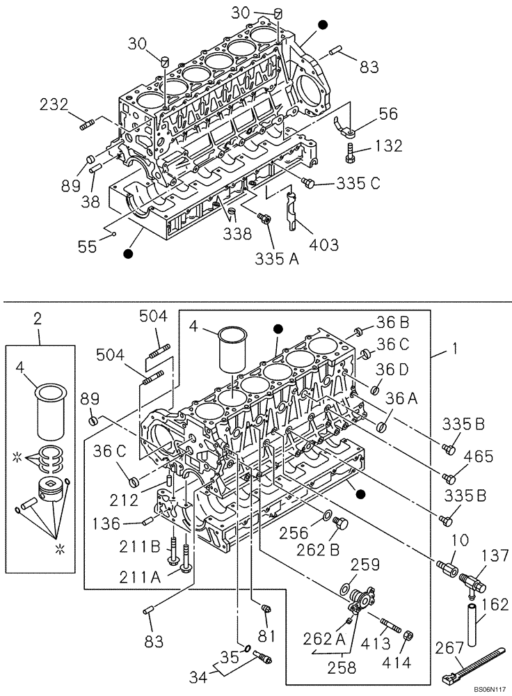 Схема запчастей Case CX290B - (02-12) - CYLINDER BLOCK (02) - ENGINE