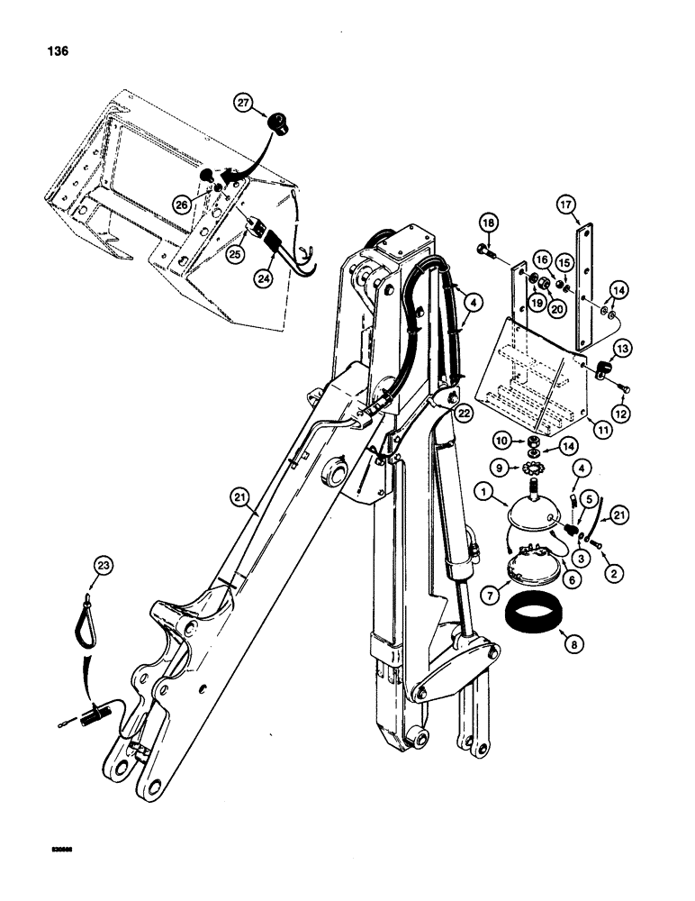 Схема запчастей Case 580SD - (136) - DIPPER LAMP, USED WITH EXTENDABLE DIPPER (04) - ELECTRICAL SYSTEMS