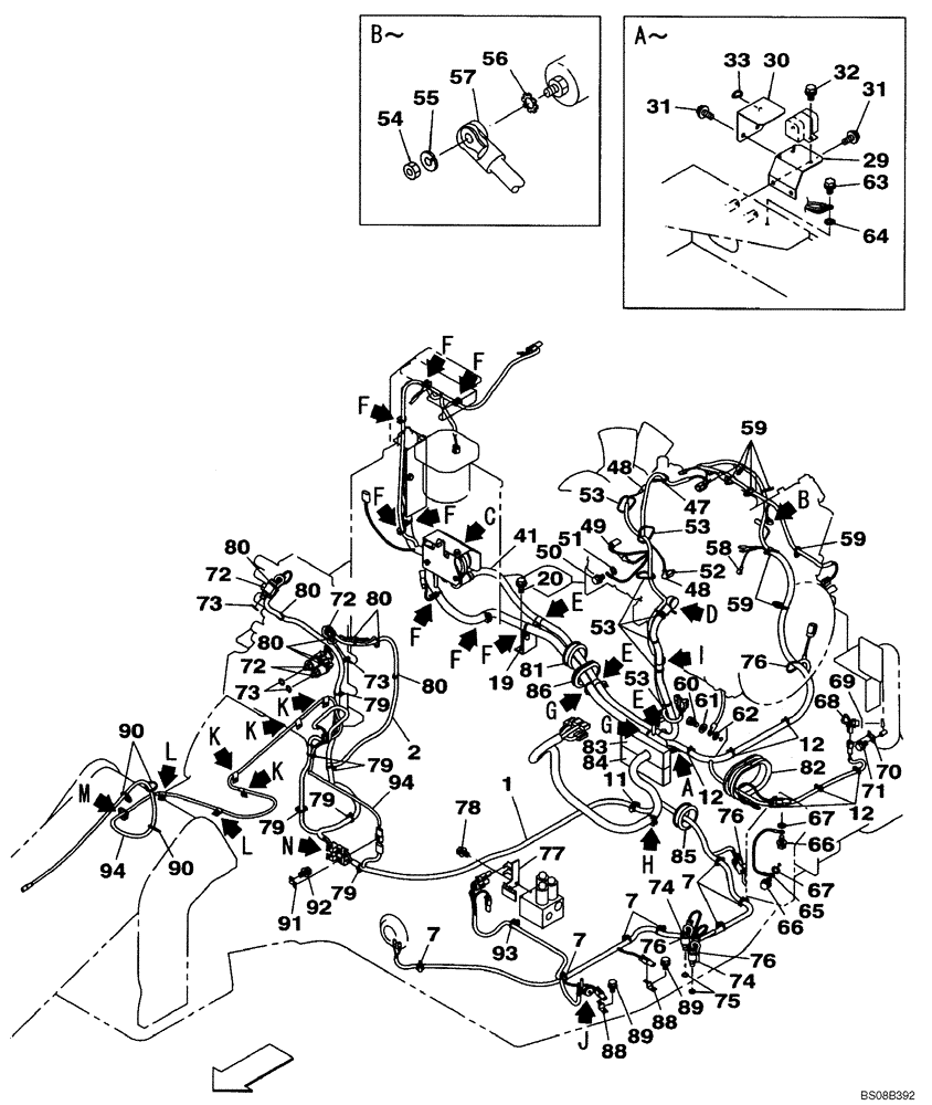 Схема запчастей Case CX80 - (04-02) - HARNESS, MAIN - CHASSIS, UPPERSTRUCTURE (04) - ELECTRICAL SYSTEMS