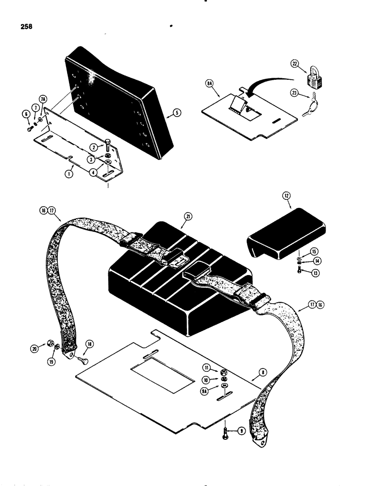 Схема запчастей Case 450B - (258) - SEAT AND SEAT BELT (05) - UPPERSTRUCTURE CHASSIS