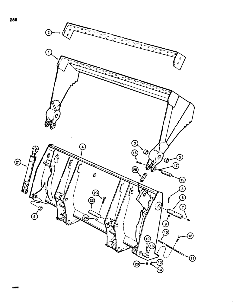 Схема запчастей Case 850C - (286) - LOADER CLAM BUCKET (05) - UPPERSTRUCTURE CHASSIS