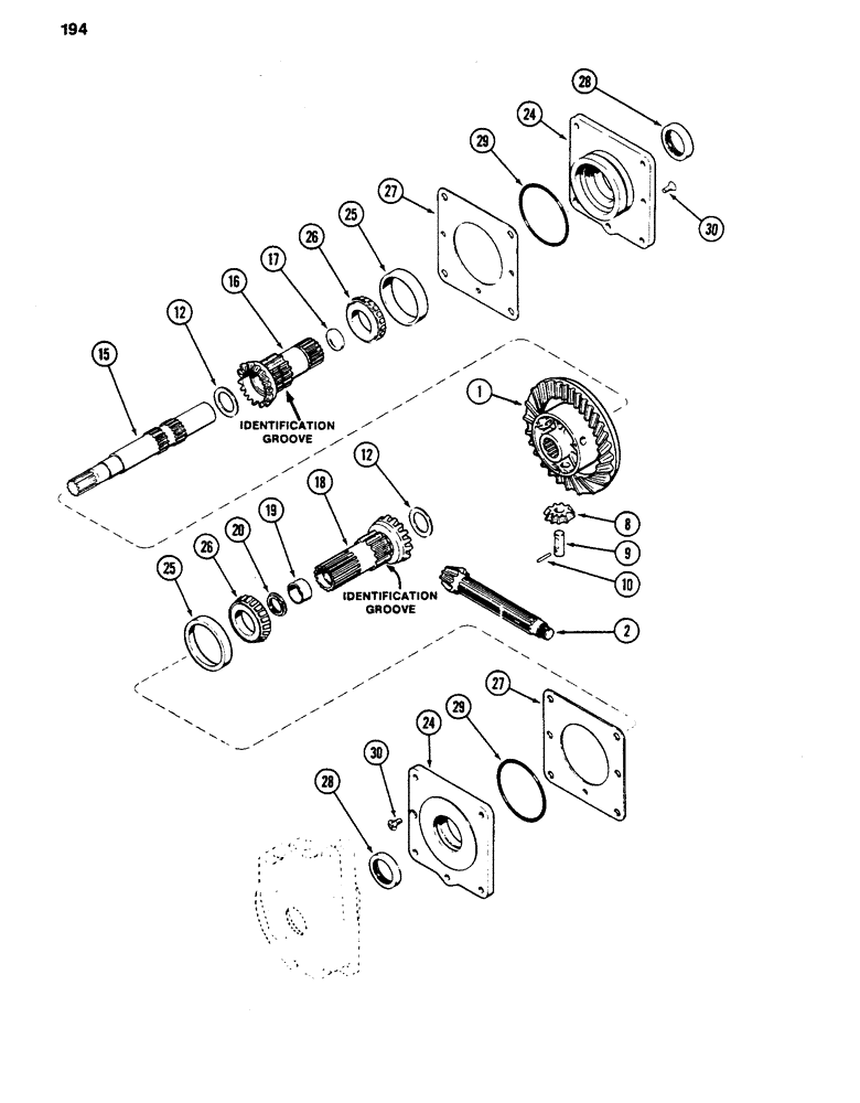 Схема запчастей Case 480LL - (194) - DIFFERENTIAL, TRANSAXLE, PRIOR TO TRANSMISSION S/N 16270319 (27) - REAR AXLE SYSTEM