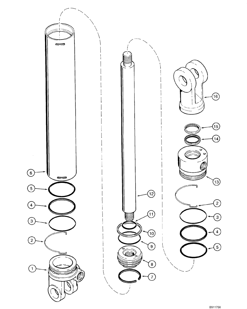 Схема запчастей Case 1845C - (08-49) - CYLINDER ASSY - STABILIZERS (NORTH AMERICA) (08) - HYDRAULICS