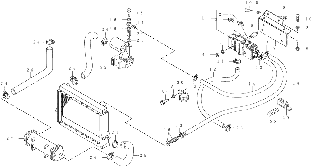 Схема запчастей Case 325 - (0.550/1[02]) - ENGINE COOLING SYSTEM - PIPING (325 EU / UNTIL PIN 455274) (01) - ENGINE