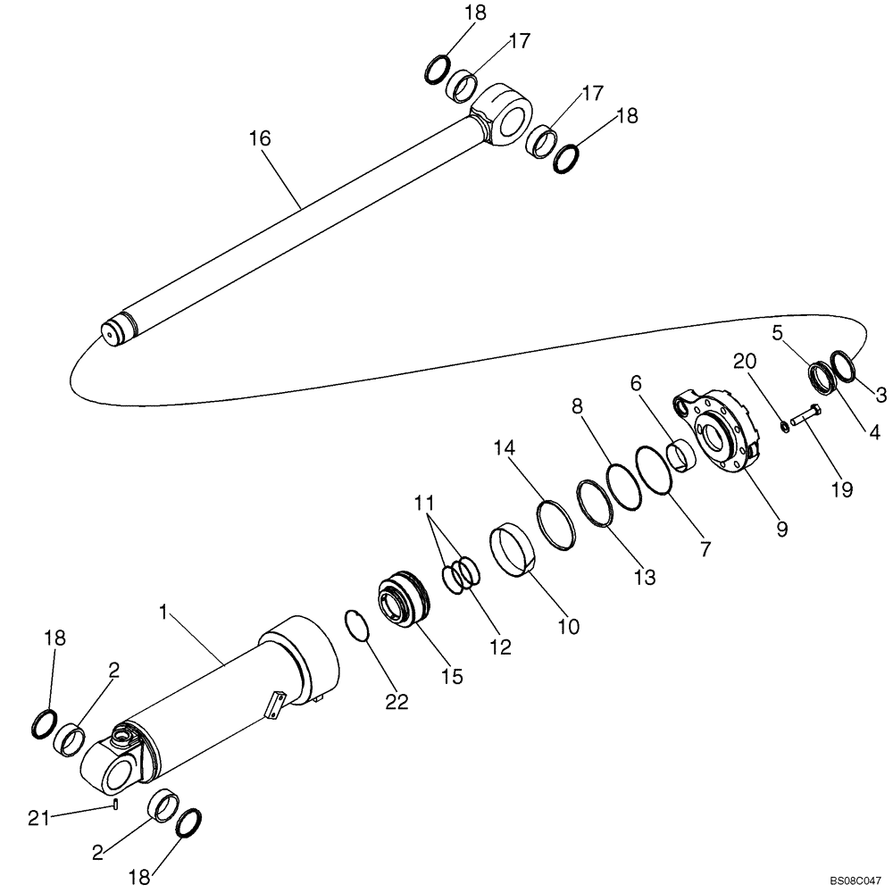 Схема запчастей Case 821F - (35.901.03[02]) - TILT CYLINDER ASSEMBLY, XR LOADER 821F (35) - HYDRAULIC SYSTEMS