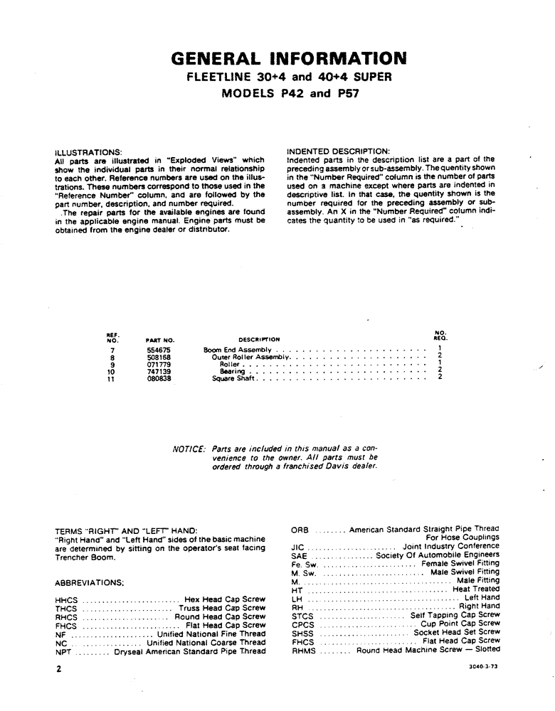 Схема запчастей Case P42 - (02) - GENERAL INFORMATION 