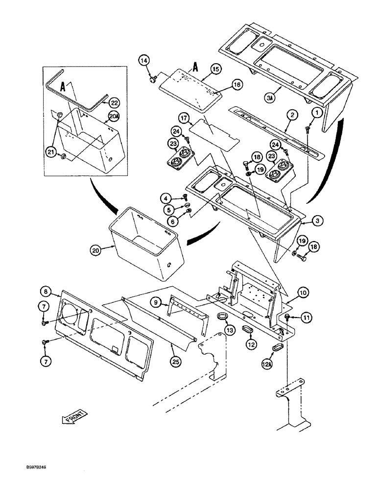 Схема запчастей Case 9045B - (9-076) - CAB REAR CONSOLE AND PANELS (09) - CHASSIS