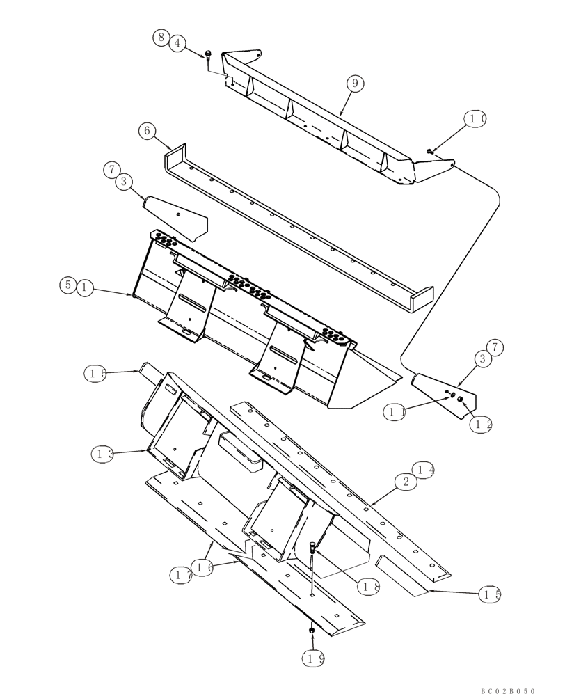 Схема запчастей Case 90XT - (09-06) - BUCKETS, LOADER - 1860 MM (73 IN) WIDE BUCKET (09) - CHASSIS
