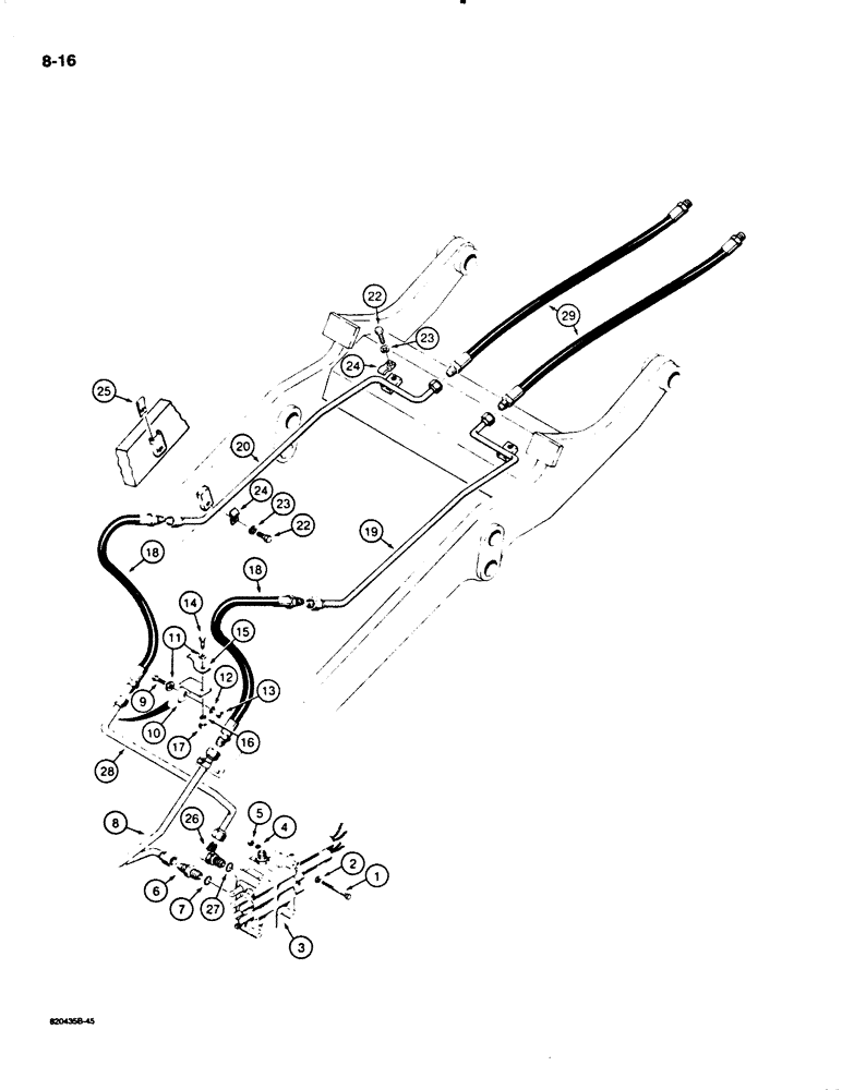 Схема запчастей Case W20C - (8-16) - HYDRAULIC CIRCUIT, CLAM BUCKET (08) - HYDRAULICS