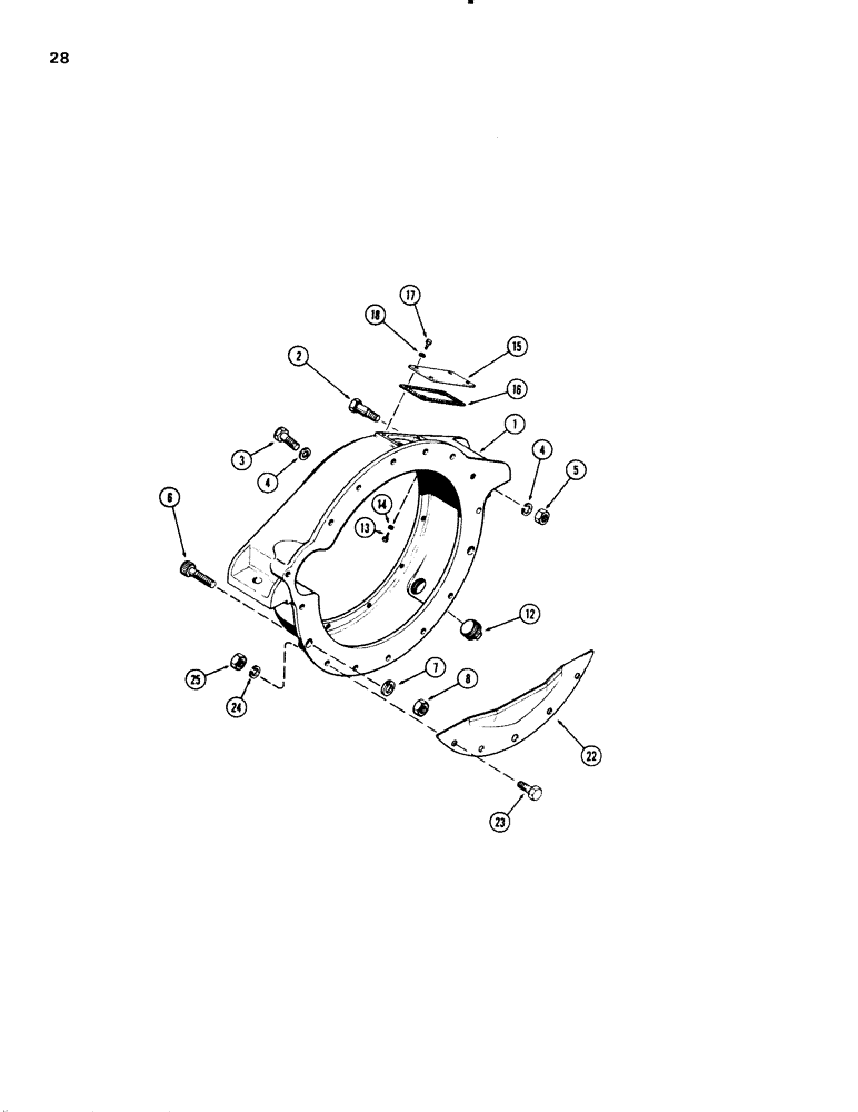 Схема запчастей Case W20 - (028) - FLYWHEEL HOUSING, (401 BD) DIESEL ENGINE (02) - ENGINE