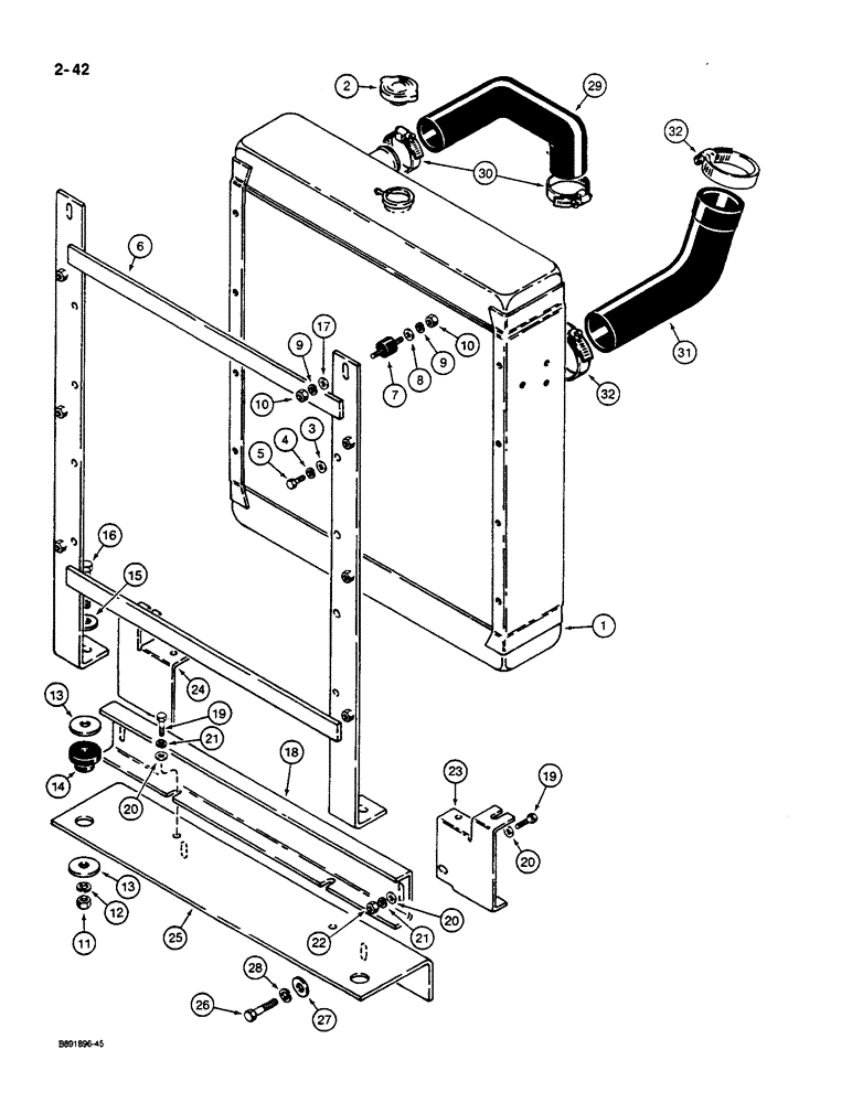 Схема запчастей Case W14C - (2-42) - RADIATOR MOUNTING (02) - ENGINE