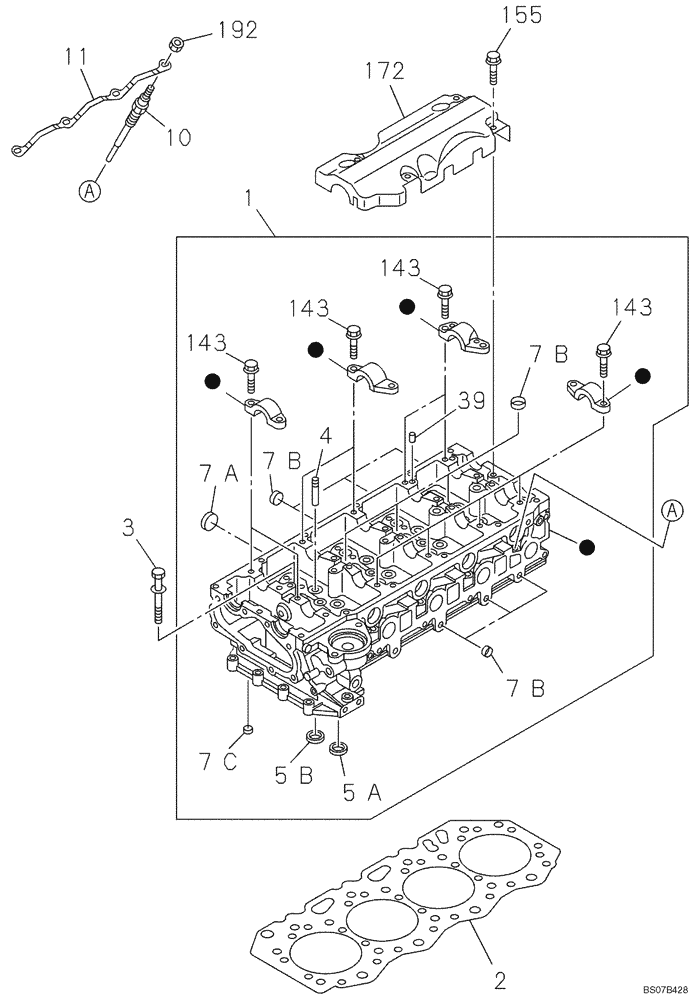 Схема запчастей Case CX135SR - (02-10) - CYLINDER HEAD (02) - ENGINE