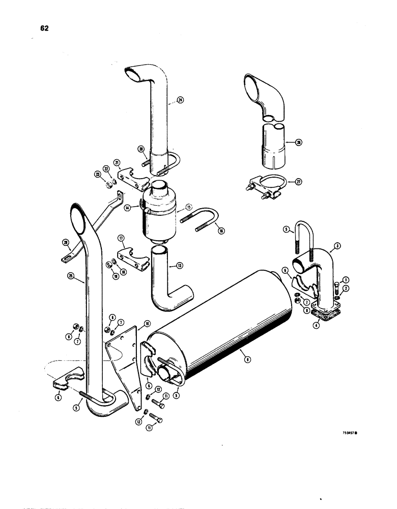Схема запчастей Case W24C - (062) - EXHAUST SYSTEM (02) - ENGINE