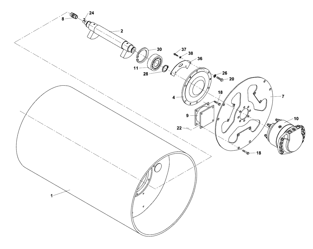 Схема запчастей Case DV204 - (12-2A/4[03]) - VIBRATORY - DRUM (12) - Chassis/Attachments