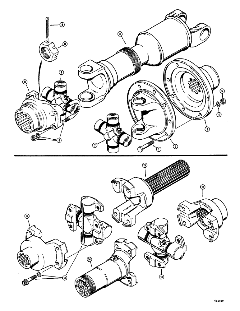 Схема запчастей Case 300 - (158) - WINCH DRIVE SHAFT, GEARMATIC WINCH, USED BEFORE TRACTOR SN 5285, USED ON TRACTOR SN 5285 AND AFTER (18) - ATTACHMENT ACCESSORIES