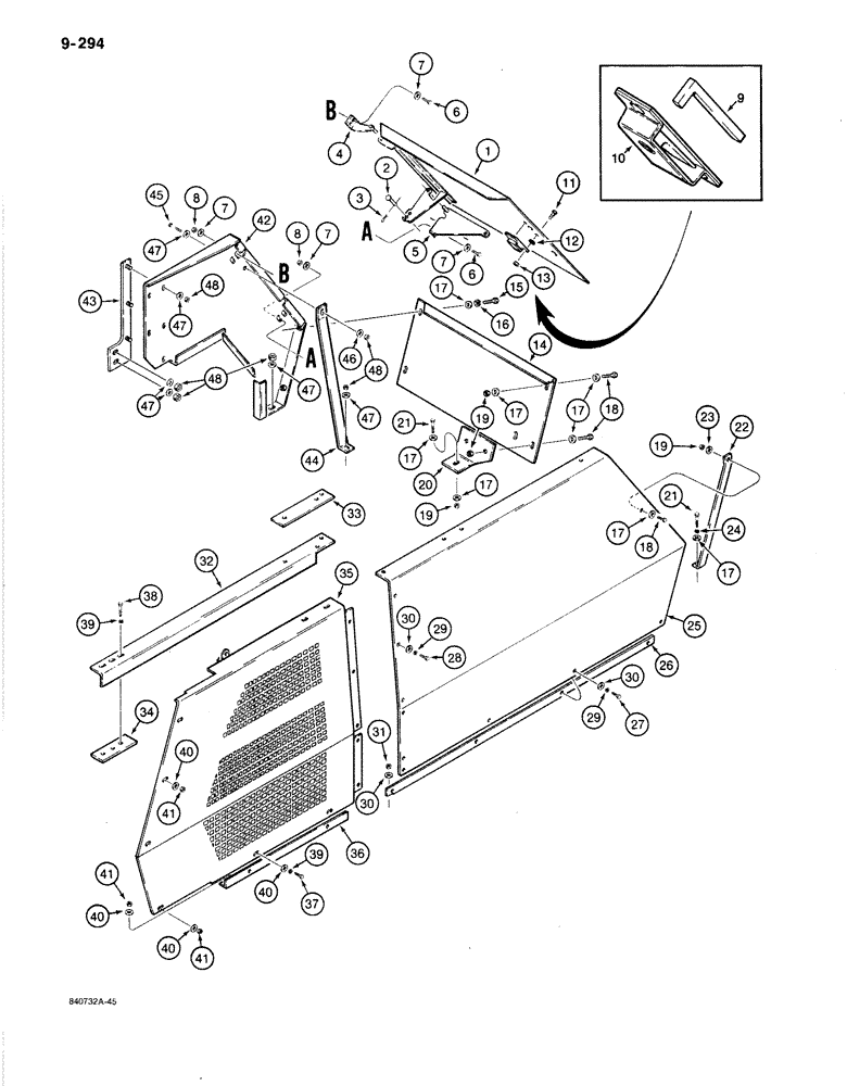 Схема запчастей Case 1080B - (9-294) - RIGHT-HAND SIDE PANELS (09) - CHASSIS