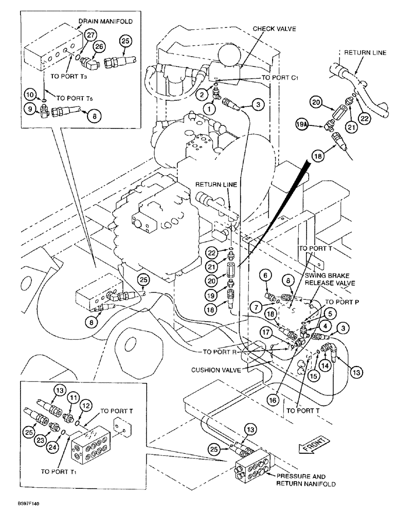 Схема запчастей Case 9010B - (8-052) - MISCELLANEOUS PILOT LINES (08) - HYDRAULICS
