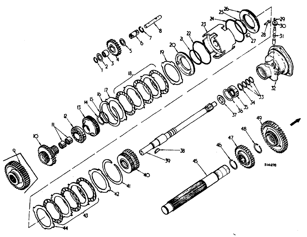 Схема запчастей Case 3400 - (022) - FORWARD AND REVERSE SYNCHROMESH TRANSMISSION (21) - TRANSMISSION