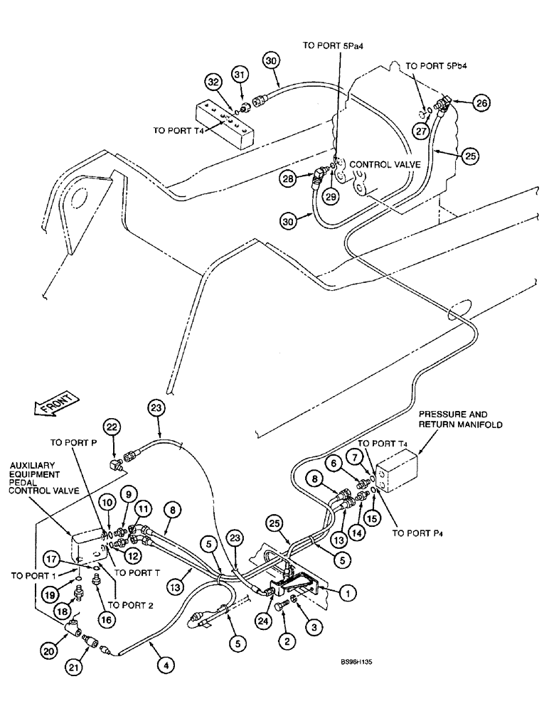 Схема запчастей Case 9060B - (8-164) - SINGLE ACTION AUXILIARY EQUIPMENT OPTION, PILOT CONTROL LINES (08) - HYDRAULICS
