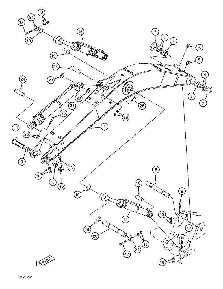Схема запчастей Case 9020B - (9-084) - BOOM, MOUNTING PINS AND CYLINDERS (09) - CHASSIS