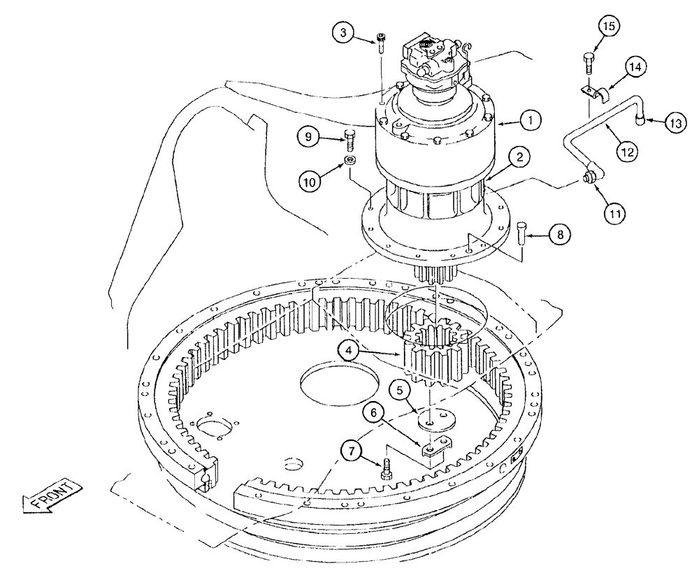 Схема запчастей Case 9050B - (8-198) - SWING DR. ASSY. & MOUNTING W/O TIMBER KING PRIOR PIN EAC0501164, TIMBER KING PRIOR PIN EAC0531008 (08) - HYDRAULICS