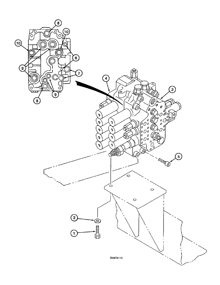 Схема запчастей Case 9040B - (8-136) - CONTROL VALVE MOUNTING (08) - HYDRAULICS