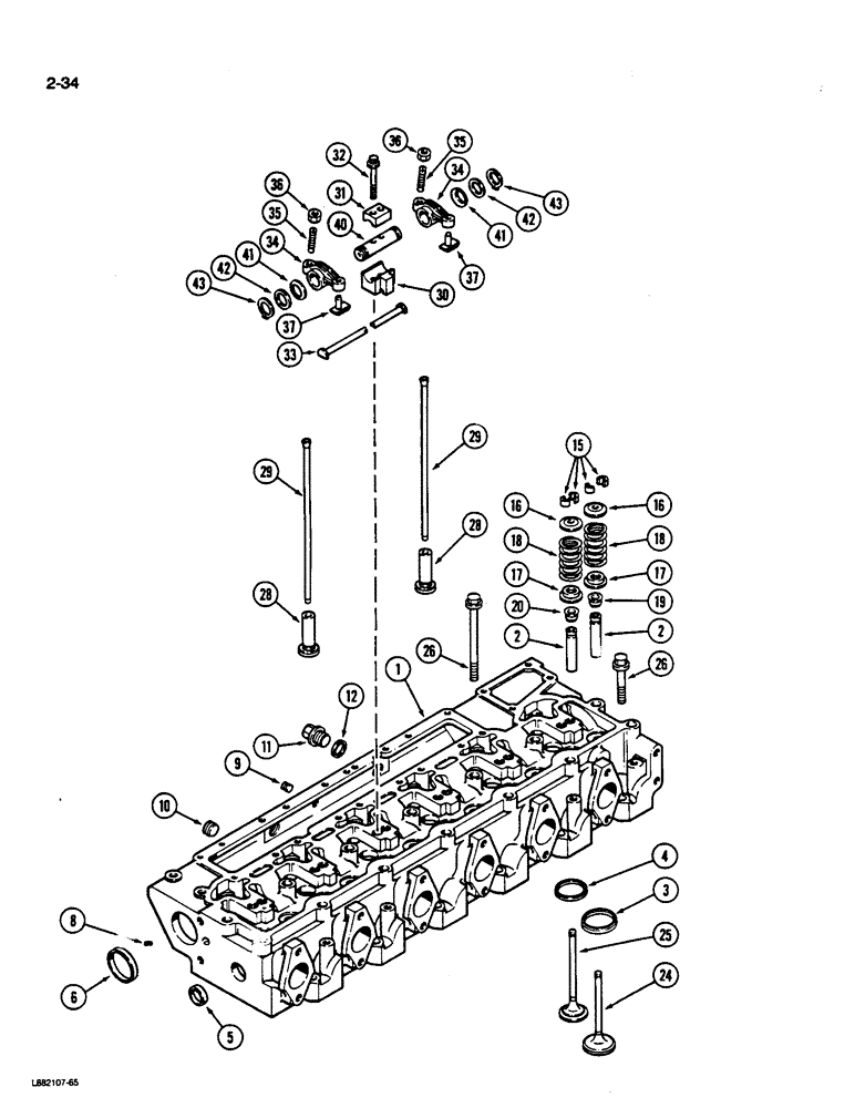 Схема запчастей Case W36 - (2-34) - CYLINDER HEAD AND VALVE MECHANISM, 6TA-830 ENGINE (02) - ENGINE