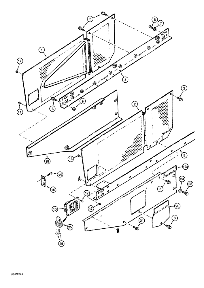 Схема запчастей Case 1150G - (9-034) - SIDE SHIELDS (05) - UPPERSTRUCTURE CHASSIS