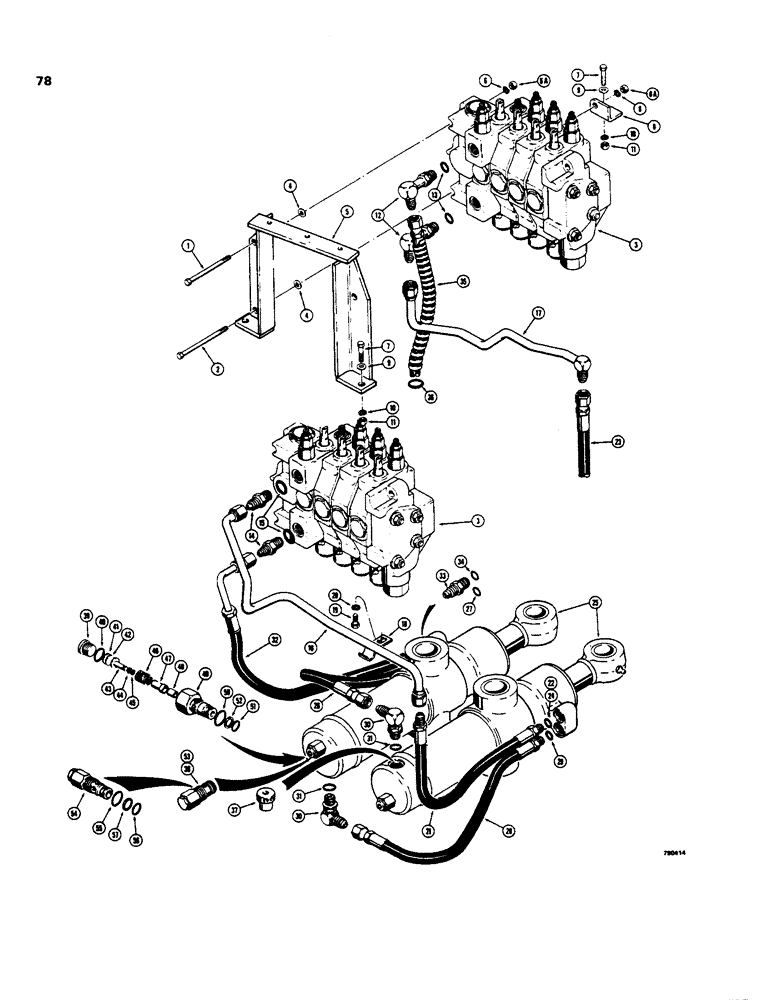 Схема запчастей Case 35 - (078) - SWING CYLINDER HYDRAULICS, COMMERCIAL - CROSS AND CESSNA VALVES 