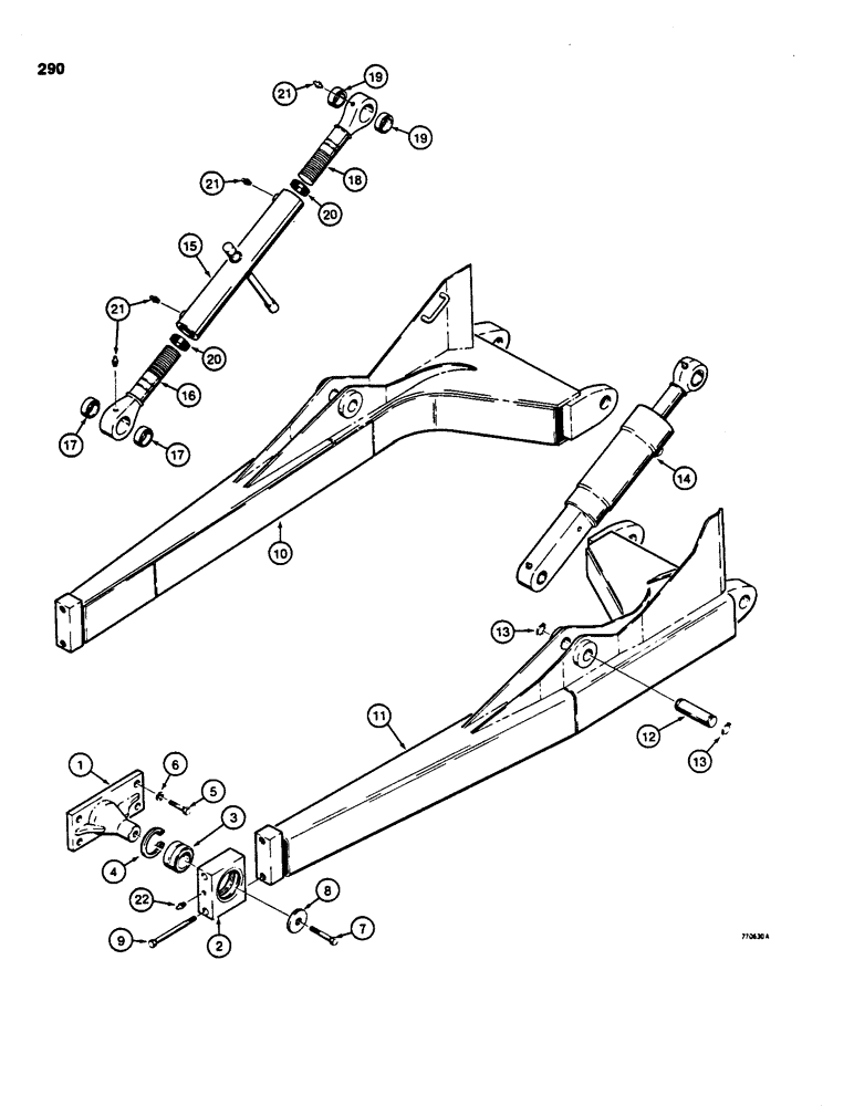 Схема запчастей Case 850C - (290) - TILT DOZER PUSH BEAMS (05) - UPPERSTRUCTURE CHASSIS