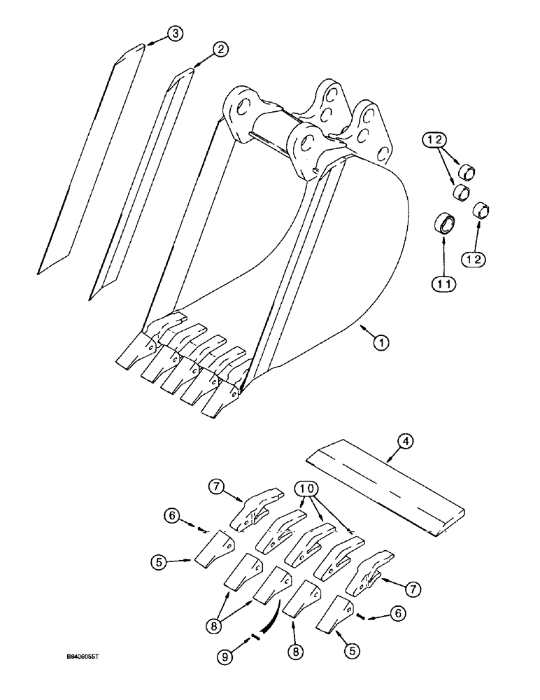 Схема запчастей Case 580L - (9-056) - UNIVERSAL BACKHOE BUCKETS, 610 MM (24 INCH) AND 762 MM (30IN) WIDE (09) - CHASSIS/ATTACHMENTS