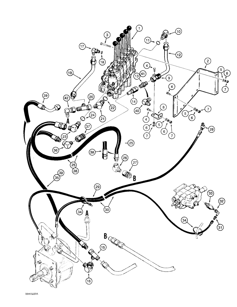 Схема запчастей Case 480F LL - (8-056) - PTO HYDRAULIC CIRCUIT AND CONTROL (08) - HYDRAULICS