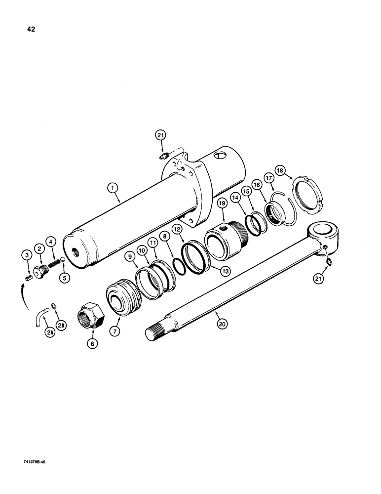 Схема запчастей Case D130 - (9-42) - H583070 SWING CYLINDER, CESSNA NO. 41300-NED (ON MOUNTING RING) 