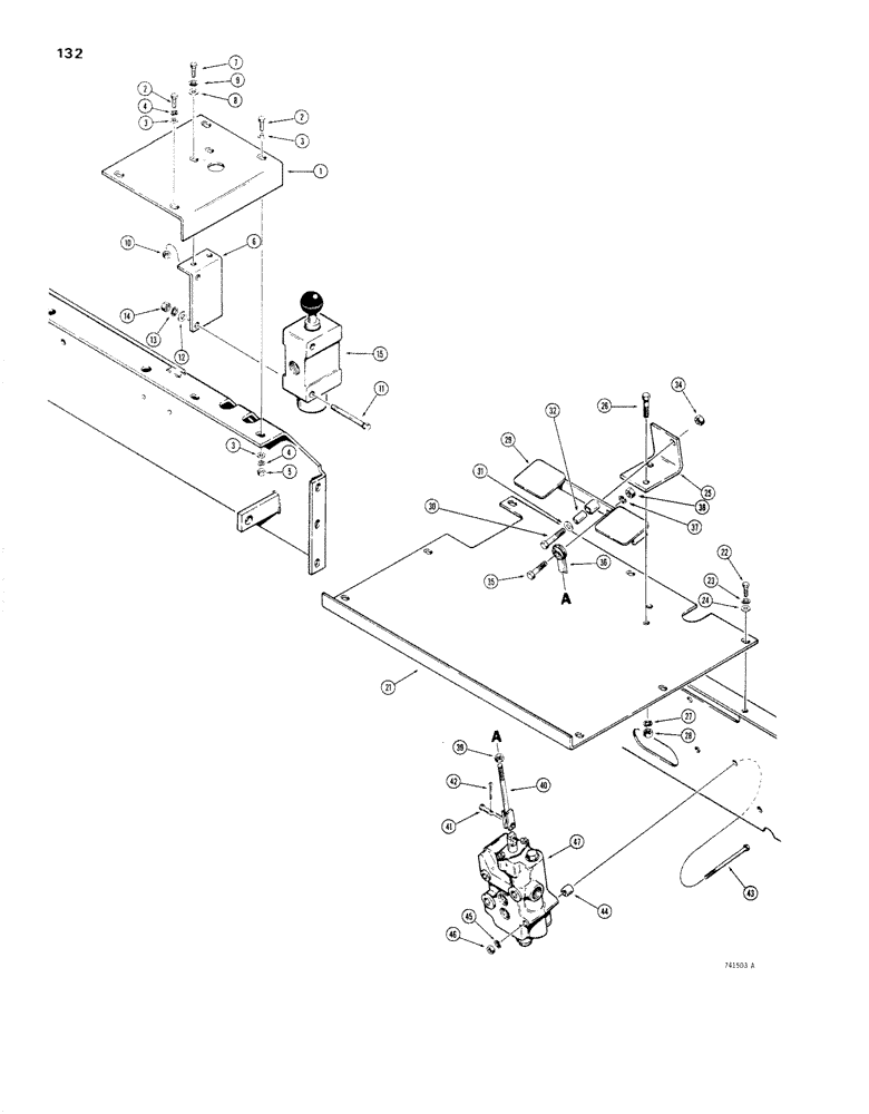 Схема запчастей Case 1830 - (132) - AUXILIARY HYDRAULICS, W/PARKER HANNIFIN VALVE, DIVERTER VALVES & MOUNTING (35) - HYDRAULIC SYSTEMS