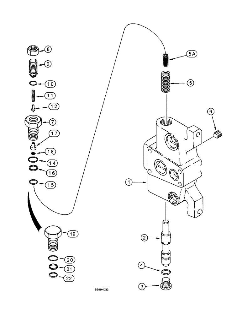 Схема запчастей Case 580L - (8-074) - LOADER CONTROL VALVE INLET SECTION - WITH STEERING RELIEF VALVE (08) - HYDRAULICS