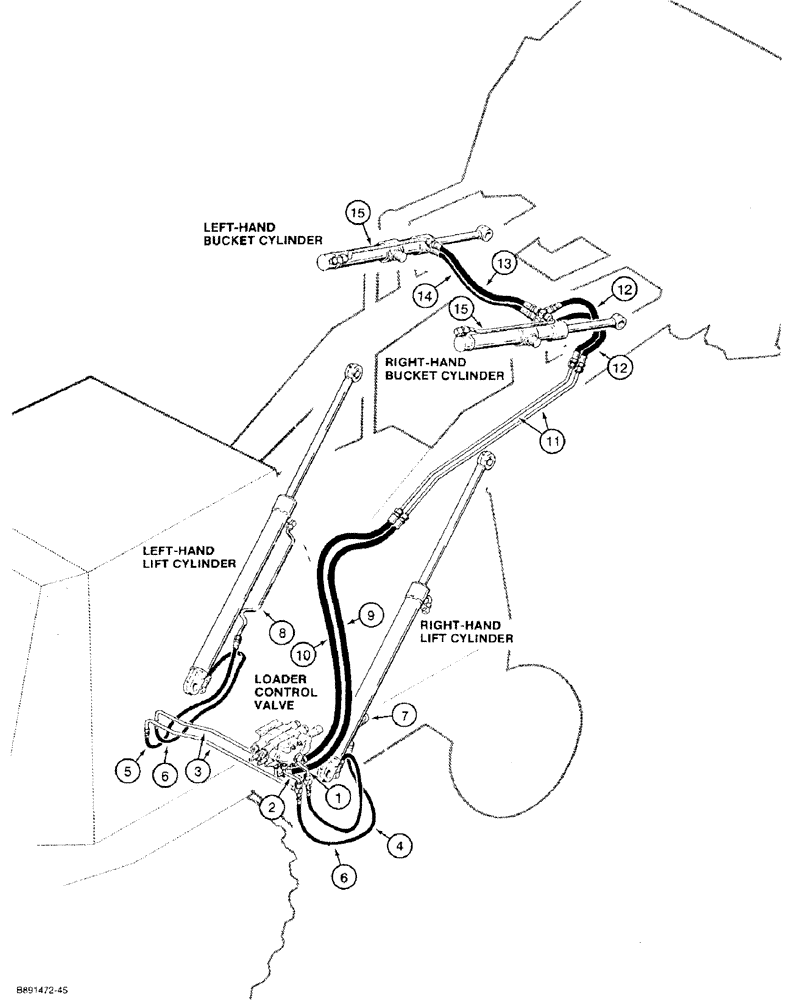 Схема запчастей Case 480F LL - (1-12) - PICTORIAL INDEX, LOADER HYDRAULICS, LIFT AND BUCKET CYLINDERS (00) - PICTORIAL INDEX
