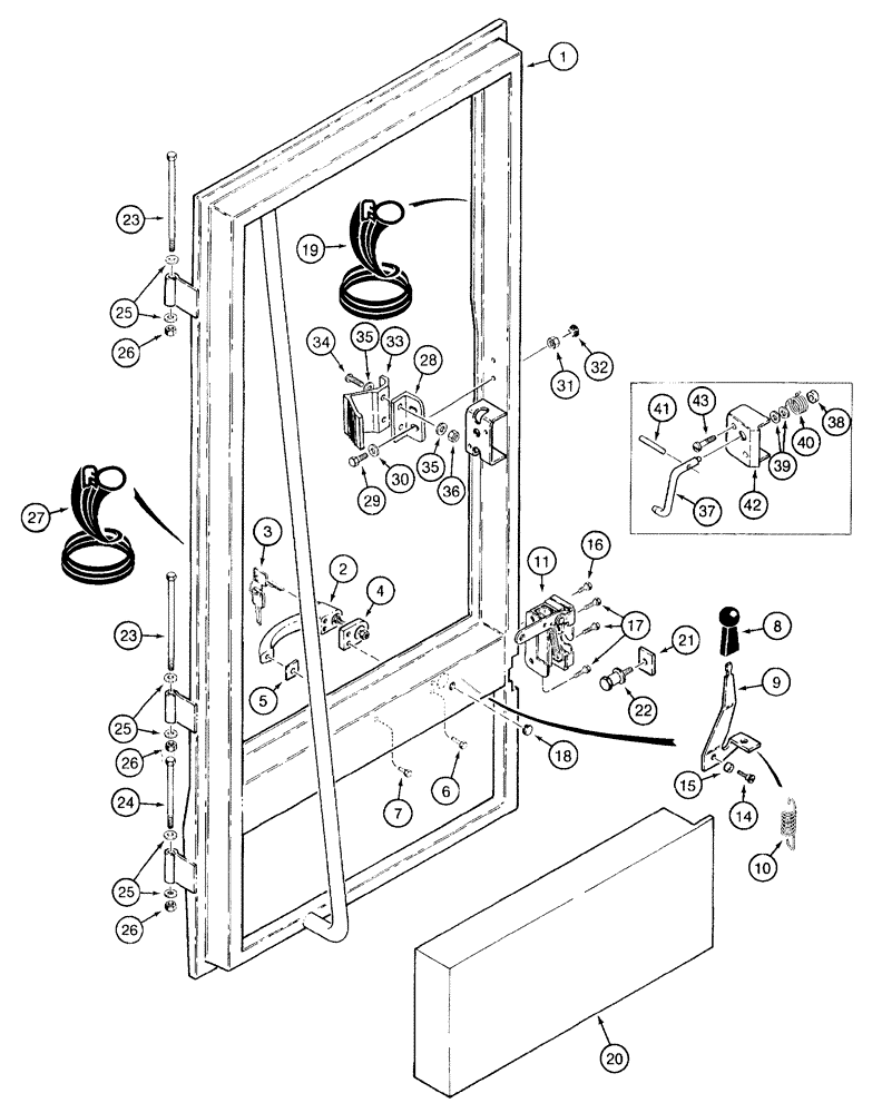 Схема запчастей Case 921B - (9-054) - CAB DOOR AND MOUNTING (09) - CHASSIS/ATTACHMENTS