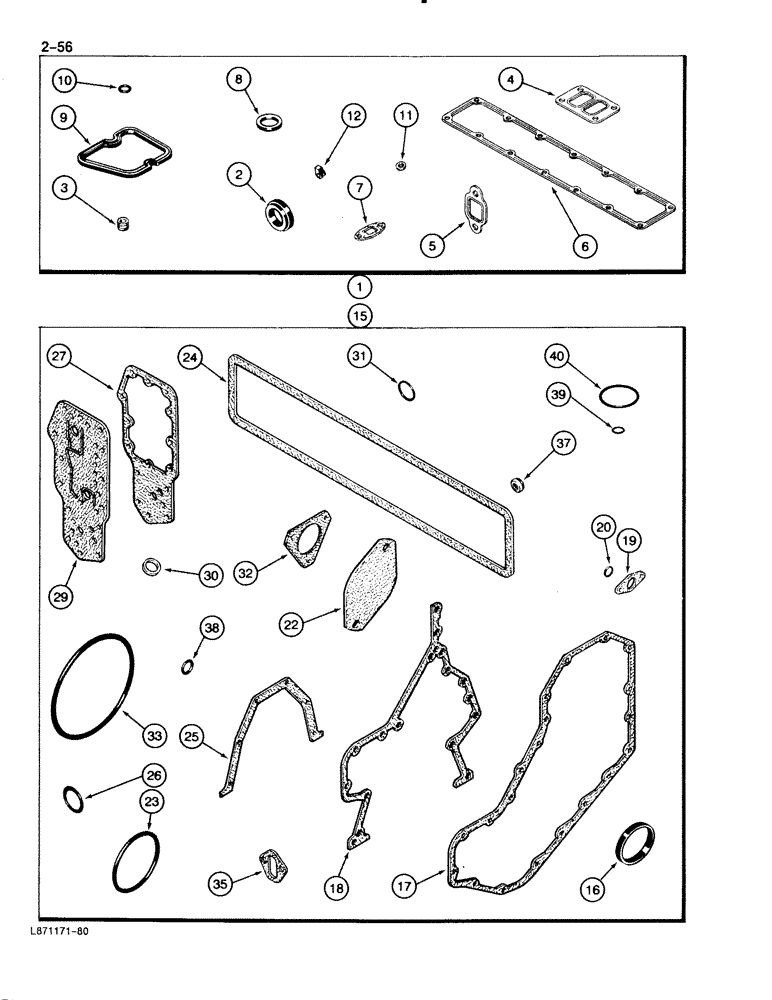 Схема запчастей Case 888 - (2-056) - GASKET KITS, VALVE GRIND, 6T-590 DIESEL ENGINE (02) - ENGINE