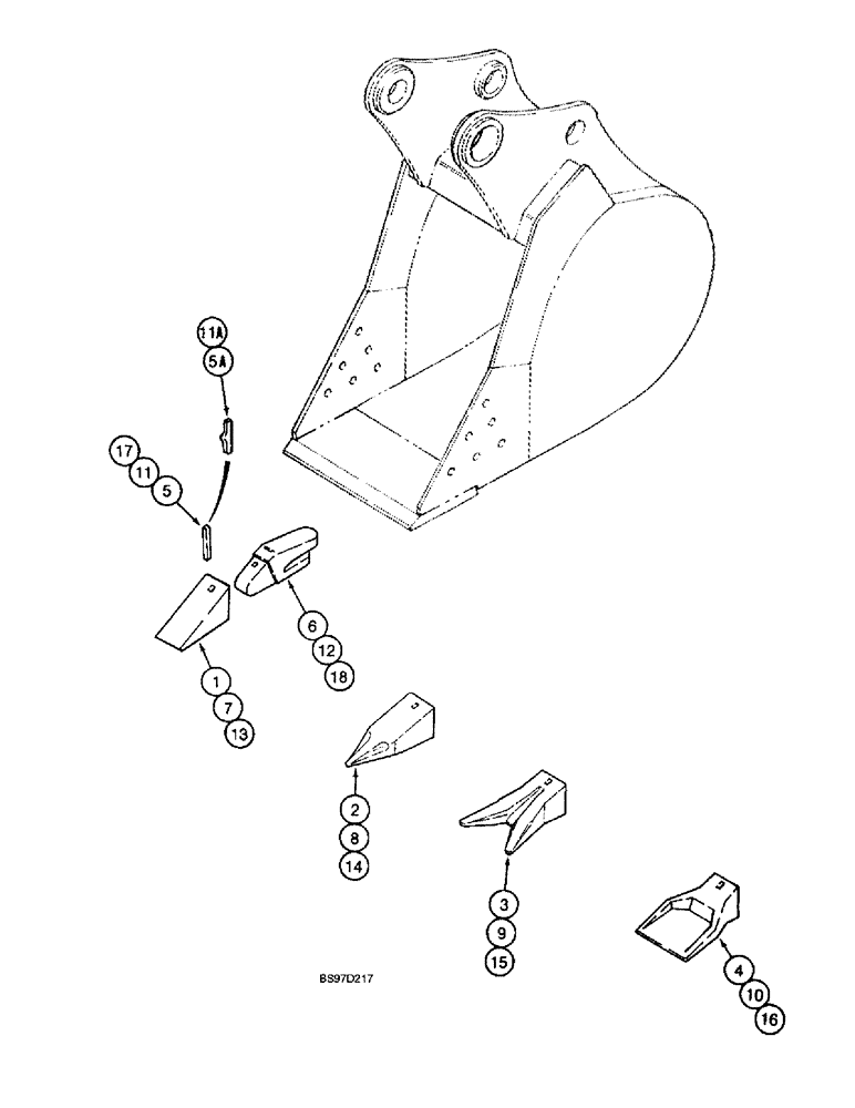 Схема запчастей Case 9045B - (9-102) - HENSLEY BUCKET TOOTH OPTIONS (09) - CHASSIS