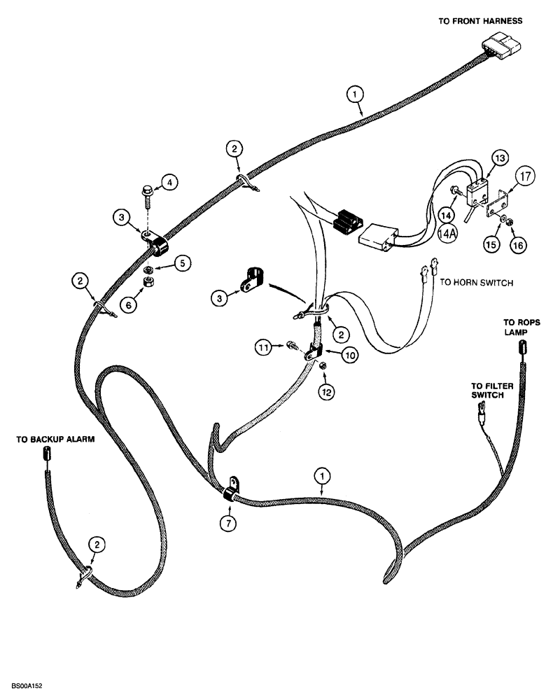 Схема запчастей Case 850G - (4-14) - REAR WIRING HARNESS AND CONNECTIONS (06) - ELECTRICAL SYSTEMS