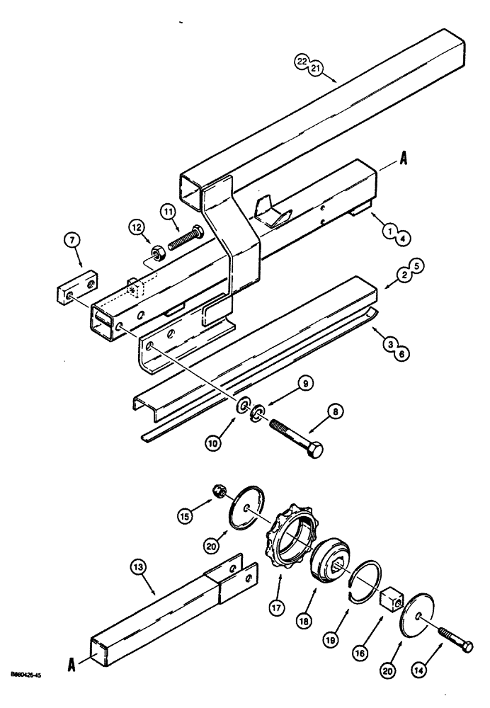 Схема запчастей Case CASE - (9-18) - TRENCHER CHANNEL BOOM AND MOUNTING (09) - CHASSIS