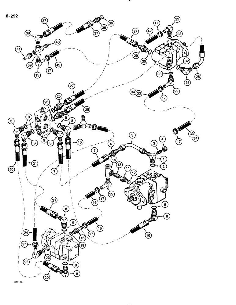 Схема запчастей Case DH4B - (8-252) - PLOW DRIVE HYDRAULIC CIRCUIT, MODELS WITH TRENCHER (08) - HYDRAULICS