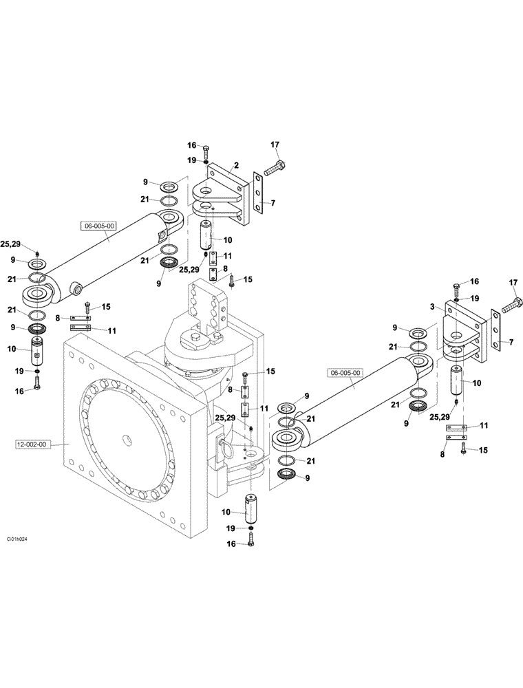 Схема запчастей Case SR20 - (06-004-00[01]) - STEERING CYLINDER (13) - STEERING SYSTEM