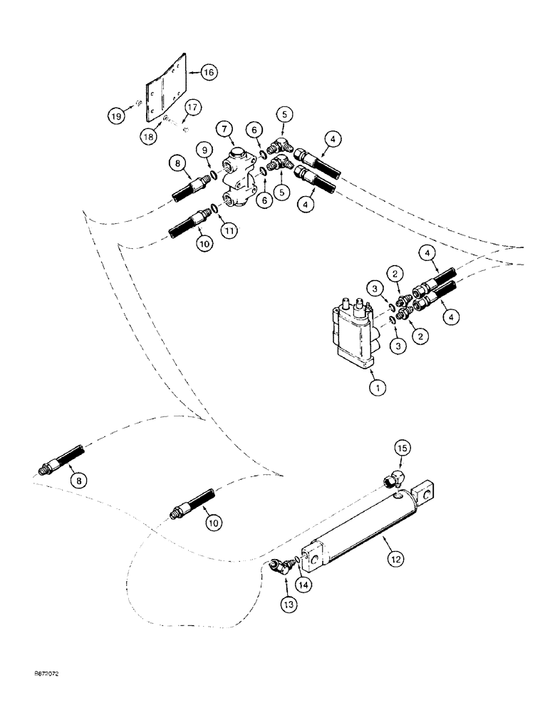 Схема запчастей Case TF300 - (8-12) - TRENCHER BOOM LIFT HYDRAULIC CIRCUIT, CONTROL VALVE TO (08) - HYDRAULICS