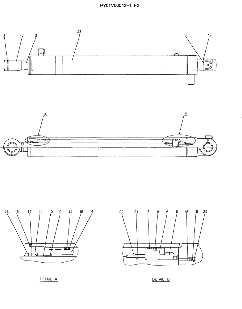 Схема запчастей Case CX50B - (07-035) - CYLINDER ASSY, ARM (PY01V00042F1, F2) ELECTRICAL AND HYDRAULIC COMPONENTS
