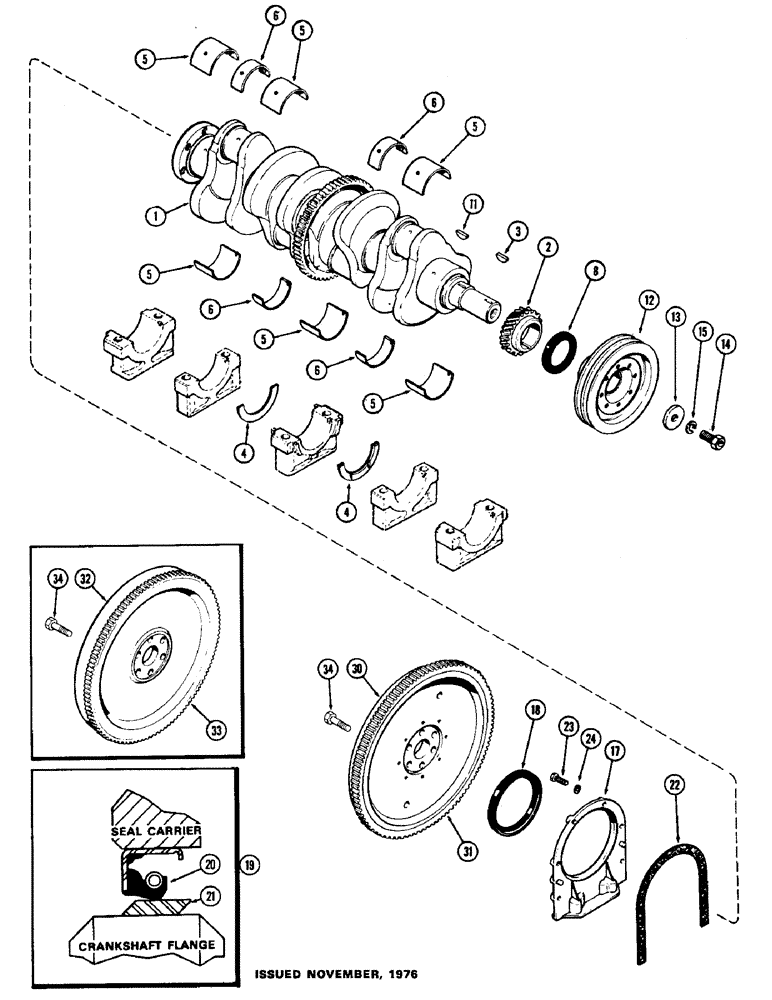 Схема запчастей Case 400C - (028) - CRANKSHAFT AND FLYWHEEL, (336B) DIESEL ENGINE (02) - ENGINE